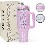 Mug isotherme avec paille et poigne 1. 2l, tasse isotherme 100% anti - fuite, 34 heures froid, 12 heures ...