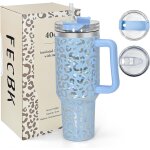 Mug isotherme avec paille et poigne 1. 2l, tasse isotherme 100% anti - fuite, 34 heures froid, 12 heures ...