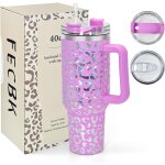 Mug isotherme avec paille et poigne 1. 2l, tasse isotherme 100% anti - fuite, 34 heures froid, 12 heures ...