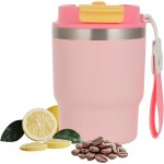 Mug isotherme ¿ thermos cafe ¿ tasse de voyage avec paille ¿ couvercle a double usage ¿ design epaissi ...