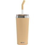 Mug isotherme - travel mug helia - avec paille en verre durable & brosse de nettoyage - etanche - sans ...