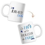 Mug jean - guy meilleur papa du monde - tasse f�te des p�res anniversaire cadeau personnalis� pr�nom ...