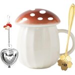 Mug kawaii champignon en c�ramique avec couvercle 251 ml