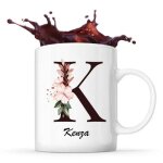 Mug kenza tasse pr�nom femme avec lettre fleur id�e cadeau pour anniversaire no�l et f�te des m�res