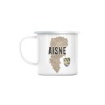 Mug en métal emaillé aisne 02 departement laon carte ancienne hauts de france Mug en métal emaillé aisne 02 departement laon carte ancienne hauts de france