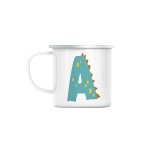 Mug en mtal emaill a anais axel adrien lettre prnom dinosaure dessin enfant