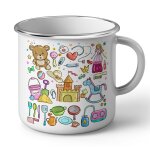Mug en métal emaillé aquarelle chateau princesse jouet enfant dessin mignon Mug en métal emaillé aquarelle chateau princesse jouet enfant dessin mignon