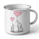 Mug en métal emaillé aquarelle peinture elephant ballon coeur enfant mignon Mug en métal emaillé aquarelle peinture elephant ballon coeur enfant mignon
