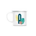 Mug en mtal emaill a aurelie ambre alicia lettre prnom fleurs tropicale exotique