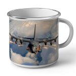 Mug en métal emaillé avion militaire tir missile bombardement Mug en métal emaillé avion militaire tir missile bombardement