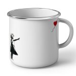 Mug en métal emaillé banksy fillette ballon rouge coeur enfant Mug en métal emaillé banksy fillette ballon rouge coeur enfant