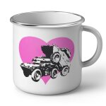 Mug en mtal emaill banksy love not war vehicule blinde coeur tank