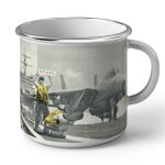 Mug en mtal emaill banksy porte avion applause