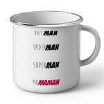 Mug en métal emaillé batman superman spiderman ma maman humour super mere Mug en métal emaillé batman superman spiderman ma maman humour super mere