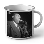 Mug en mtal emaill charlie parker bird saxophone artiste jazz portrait