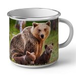 Mug en mtal emaill famille d'ours ourson maman ours photo animaux sauvages