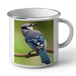 Mug en mtal emaill magnifique geai sur une branche animal vie sauvage photo nature