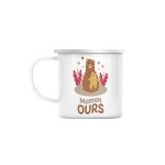 Mug en mtal emaill maman ours dessin illustration ourson