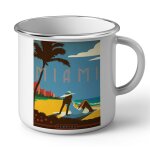 Mug en métal emaillé miami plage affiche poster vintage voyage art deco 30's Mug en métal emaillé miami plage affiche poster vintage voyage art deco 30's