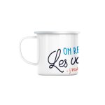 Mug en mtal emaill on recommence les vacances a j'tais pas prte