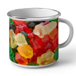 Mug en métal emaillé ours d'or bonbons gelatine enfant gourmandise multicolor Mug en métal emaillé ours d'or bonbons gelatine enfant gourmandise multicolor
