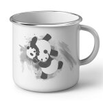 Mug en mtal emaill panda judo aquarelle arts martiaux karate mignon enfant
