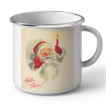 Mug en métal emaillé pere noel bougie hello there vintage retro santa claus Mug en métal emaillé pere noel bougie hello there vintage retro santa claus