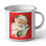 Mug en mtal emaill pere noel clin d'oeil vintage retro santa claus 50's