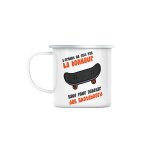 Mug en mtal emaill skate - l'argent ne fait pas le bonheur skateboard