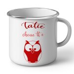 Mug en mtal emaill tatie chouette tante hibou famille mignon coeur