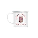 Mug en métal emaillé tout travail mérite son cubi alcool vin rouge Mug en métal emaillé tout travail mérite son cubi alcool vin rouge
