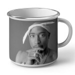 Mug en métal emaillé tupac shakur portrait bandana rapper rap hip hop legend Mug en métal emaillé tupac shakur portrait bandana rapper rap hip hop legend