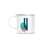 Mug en mtal emaill w wendy wanda lettre prnom fleurs tropicale exotique