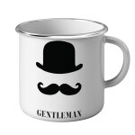 Mug métal tasse gentleman design noir et blanc chapeau melon et moustache Mug métal tasse gentleman design noir et blanc chapeau melon et moustache