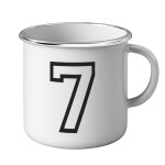 Mug mtal tasse numro de maillot 7 noir et blanc