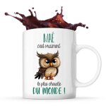 Mug - ma� - le plus chouette - c�ramique - blanc - design contemporain
