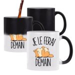 Mug magique gros chat je le ferai demain tasse cadeau personnalis