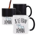 Mug magique lapin gris je le ferai demain tasse cadeau personnalisé Mug magique lapin gris je le ferai demain tasse cadeau personnalisé