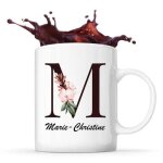 Mug marie - christine tasse pr�nom femme avec lettre fleur id�e cadeau pour anniversaire no�l et f�te ...