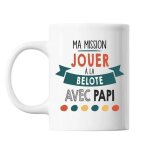 Mug ma mission belote avec papi tasse cadeau personnalis