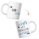Mug na�m meilleur papa du monde - tasse f�te des p�res anniversaire cadeau personnalis� pr�nom humour ...