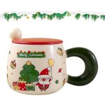 Mug de no�l 500ml en c�ramique avec couvercle - tasse a th� et caf� durable pour femmes, maman, grand ...