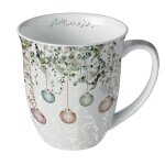 Mug de noël gris en porcelaine fine Mug de noël gris en porcelaine fine