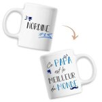 Mug nordine meilleur papa du monde - tasse f�te des p�res anniversaire cadeau personnalis� pr�nom humour ...