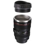Mug pour objectif d'appareil photo avec couvercle en acier inoxydable ¿ noir, capacité de 400 ml, design ... Mug pour objectif d'appareil photo avec couvercle en acier inoxydable ¿ noir, capacité de 400 ml, design ...