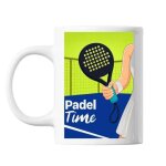 Mug padel time femme - tasse en c�ramique padel, id�e cadeau femme pour anniversaire ou no�l