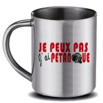Mug papa en inox gris je peux pas j'ai p�tanque