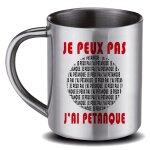Mug papa en inox gris je peux pas j'ai p�tanque