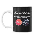 Mug - p�tanque - c'est un match - c�ramique - 325 ml - r�sistant lave - vaisselle et micro - onde