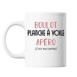 Mug planche a voile c'est ma routine blanc tasse humour